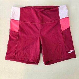 EUC Brooks Running Shorts, Large, Red/Pink